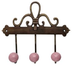 Pink Crackle Ceramic Iron Hooks