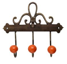 Orange Crackle Ceramic Iron Hooks