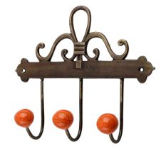 Orange Crackle Ceramic Iron Hooks