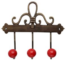 Red Crackle Ceramic Iron Hooks