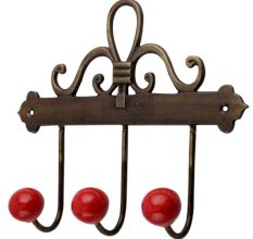 Red Crackle Ceramic Iron Hooks
