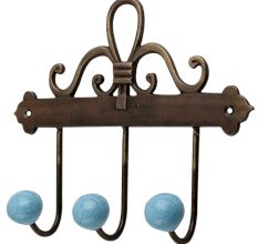 Turquoise Crackle Ceramic Iron Hooks
