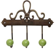 Lime Green Crackle Ceramic Iron Hooks