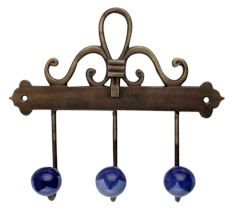 Navy Blue Floral Ceramic Iron Hooks