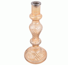 Glass Pillar Candle Holder With Spiral Design(Set of 1 Piece)