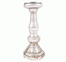 Silver Glass Pillar Candle Holder