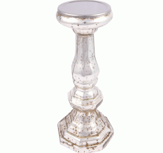 Silver Glass Pillar Candle Holder