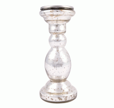 Silver Glass Pillar Candle Holder