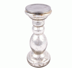 Silver Glass Pillar Candle Holder