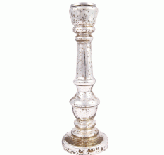 Silver Glass Pillar Candle Holder