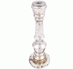 Silver Glass Pillar Candle Holder