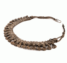 Silver Alloy Oxidized Choker Collar Necklace