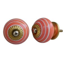 Peach White Striped Knob
