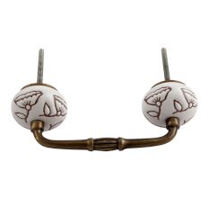 Calla Lily Brown Etched Ceramic Floral Bridge Handle