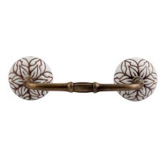Amaryllis Brown Etched Ceramic Floral Bridge Handle