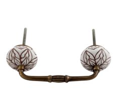 Amaryllis Brown Etched Ceramic Floral Bridge Handle