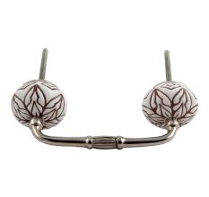 Amaryllis Brown Etched Ceramic Floral Bridge Handle