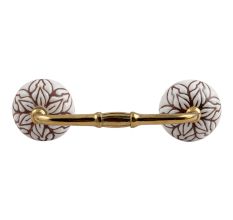 Amaryllis Brown Etched Ceramic Floral Bridge Handle