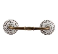 Brown Leaf Flower Etched Ceramic Floral Bridge Handle