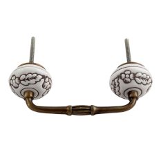 Brown Leaf Flower Etched Ceramic Floral Bridge Handle