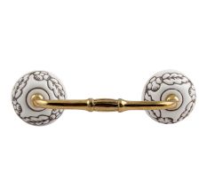 Brown Leaf Flower Etched Ceramic Floral Bridge Handle