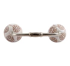 Marigold Brown Etched Ceramic Floral Bridge Handle