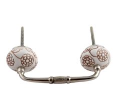 Marigold Brown Etched Ceramic Floral Bridge Handle