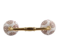 Marigold Brown Etched Ceramic Floral Bridge Handle