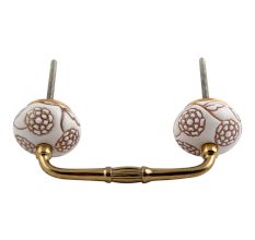 Marigold Brown Etched Ceramic Floral Bridge Handle