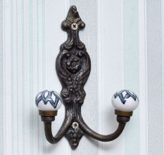 Grey Floral Ceramic Iron Hooks