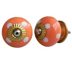 Peach White Dotted Knob