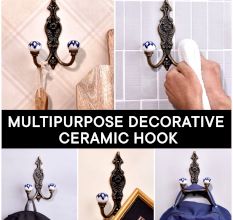 Navy Blue Floral Ceramic Iron Hooks