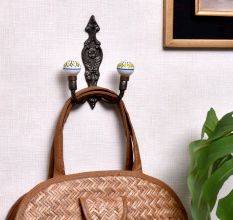 Yellow Floral Ceramic Iron Hooks