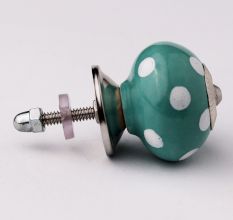 Sea Green Dotted Ceramic Knob