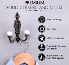 Solid Cream Ceramic Iron Hooks
