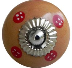 Camel Red Dotted Round Knob