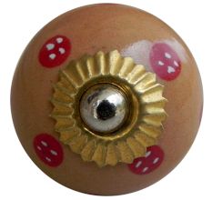 Camel Red Dotted Round Knob