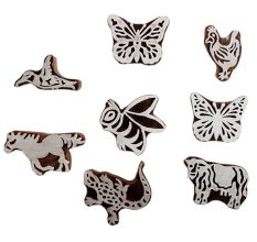 Set of 8 Piece New Mix Wooden Printing Block