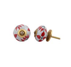 Grey Red Leaf Knob