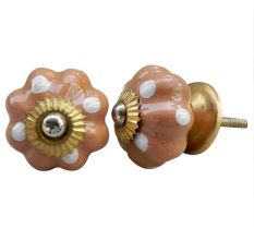Camel White Dotted Melon Handmade Knob