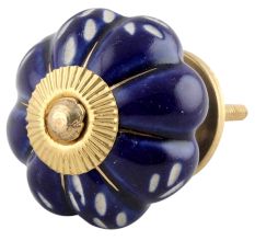 Royal Blue Engraved Melon Knob