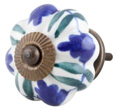 Blue Rose Ceramic Knob