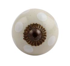 Cream White Dot Small Dresser Knob