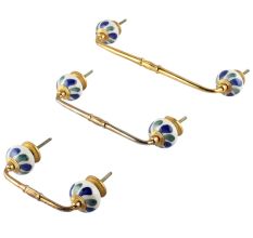 Blue Green Flower Ceramic Bridge Handle