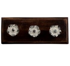 Black Daffodils Ceramic Etched Wooden Hooks