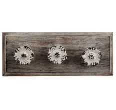 Black Daffodils Ceramic Etched Wooden Hooks