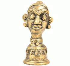 Golden Brass Tribal Pair Face Statue