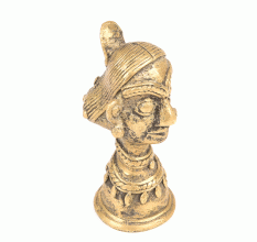 Golden Brass Tribal Pair Face Statue