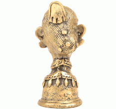 Golden Brass Tribal Pair Face Statue