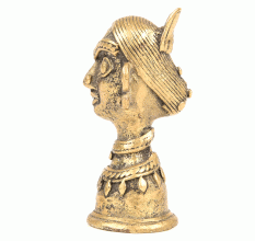 Golden Brass Tribal Pair Face Statue